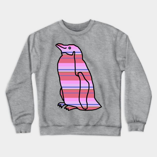 Hot Pink Bouquet Stripes Penguin Crewneck Sweatshirt by ellenhenryart